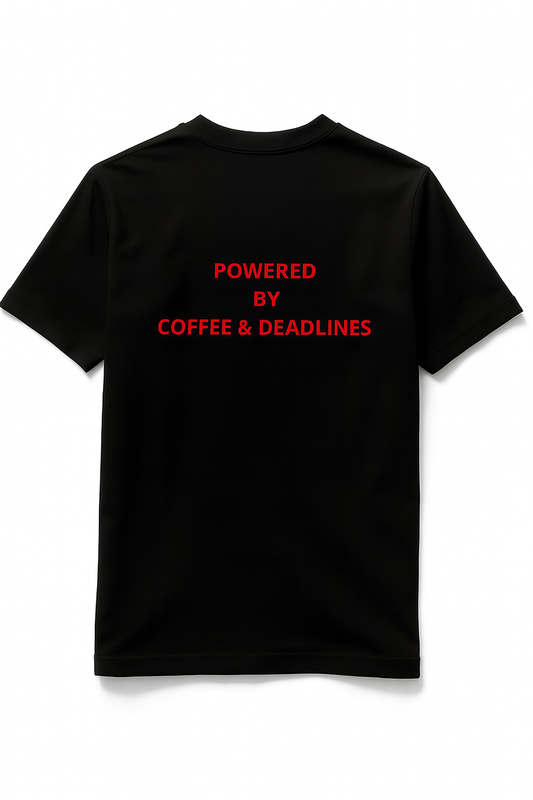 T-shirt "POWERED BY COFEE&DEADLINES"